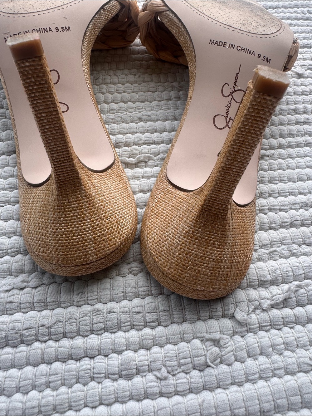 Jessica Simpson Raffia Rhinestone Mule Heels 9.5M - Picture 9 of 9